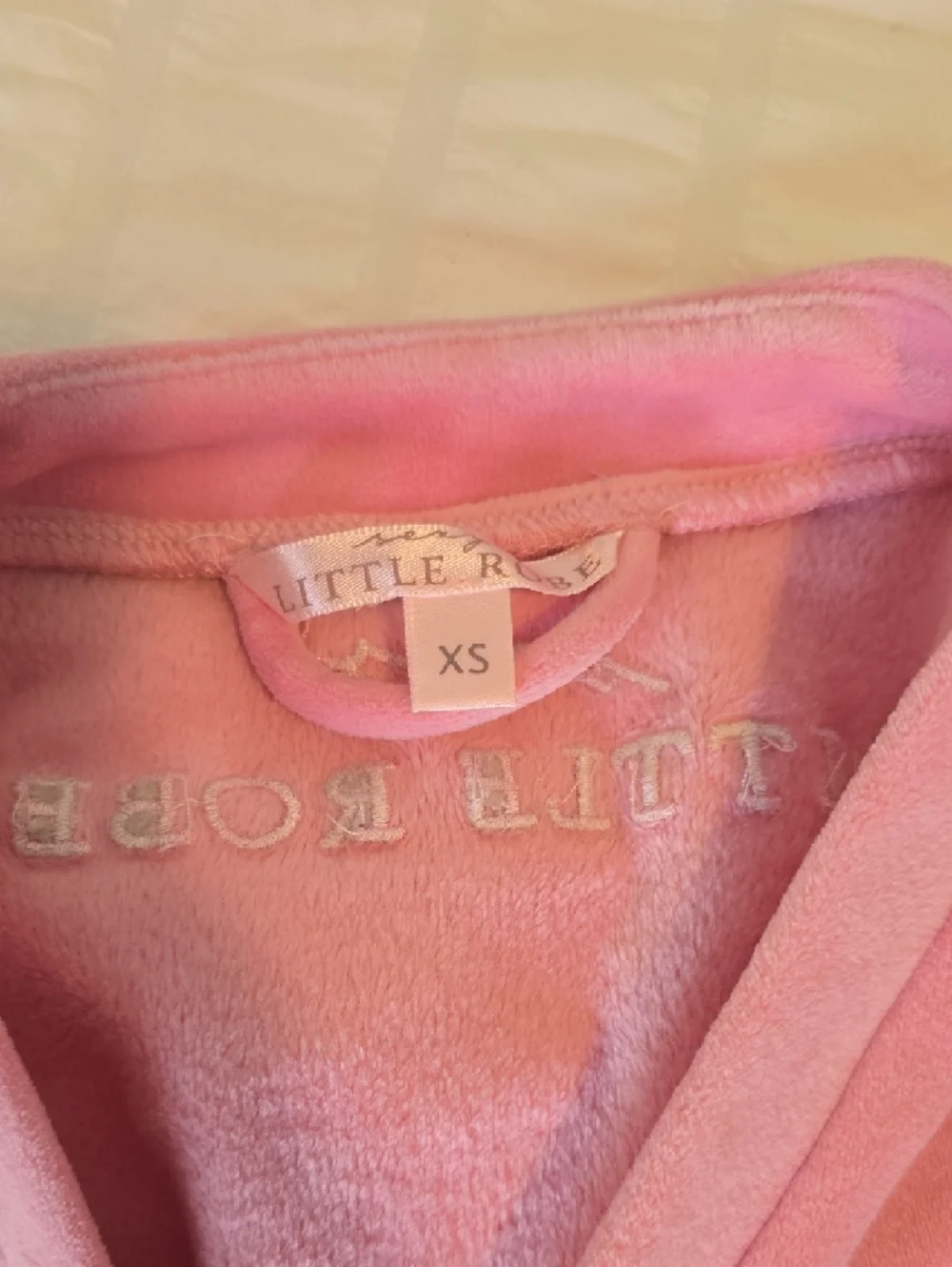 Light Pink Velour Wrap Robe with Embroidered Logo Sexy Little Robe. - Picture 2 of 4